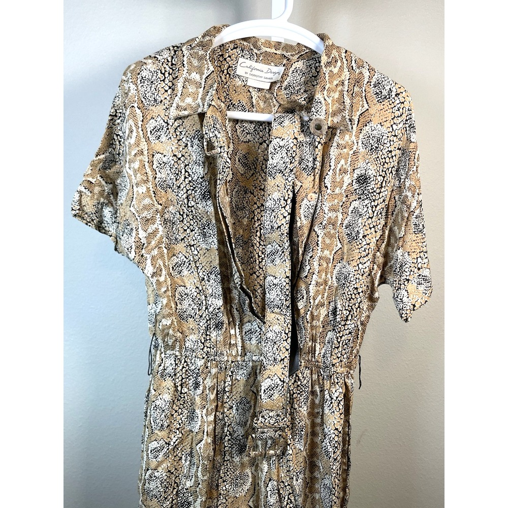 Vintage Dress 12 California Design by Dorothy Samuel Snakeskin w/ belt belted - Picture 2 of 6